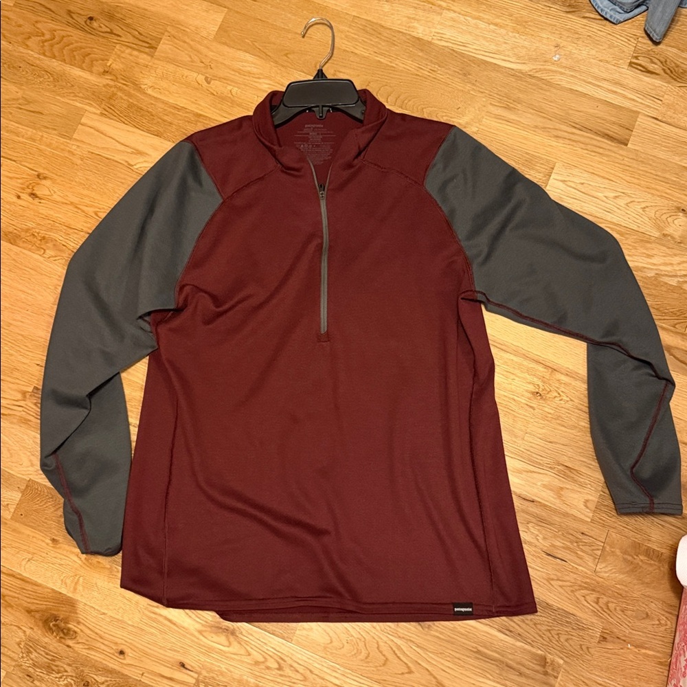Patagonia Capilene 3 Midweight Polartec 1/2 Zip Size Large In Maroon & Gray